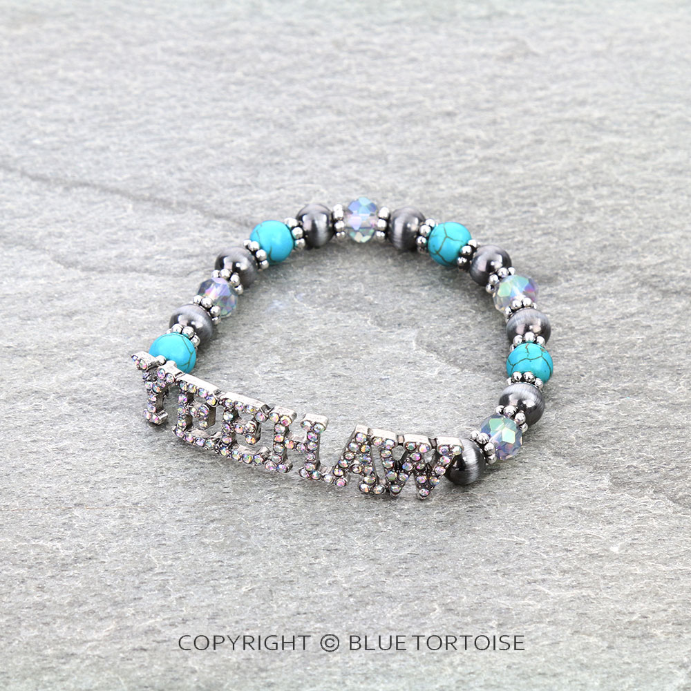 Western "YEE HAW" Multi Bead Stretch Bracelet