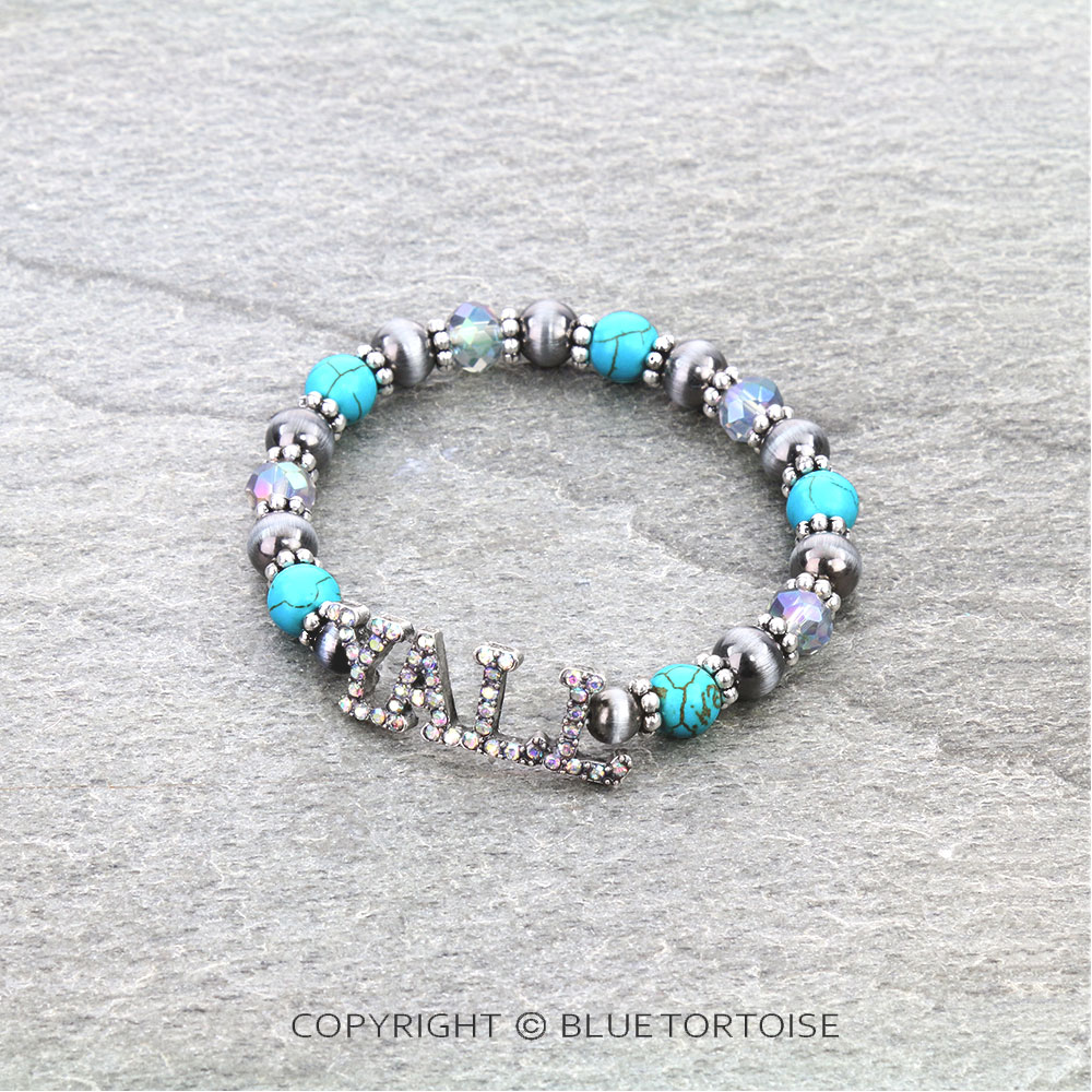 Western "YALL" Multi Bead Stretch Bracelet