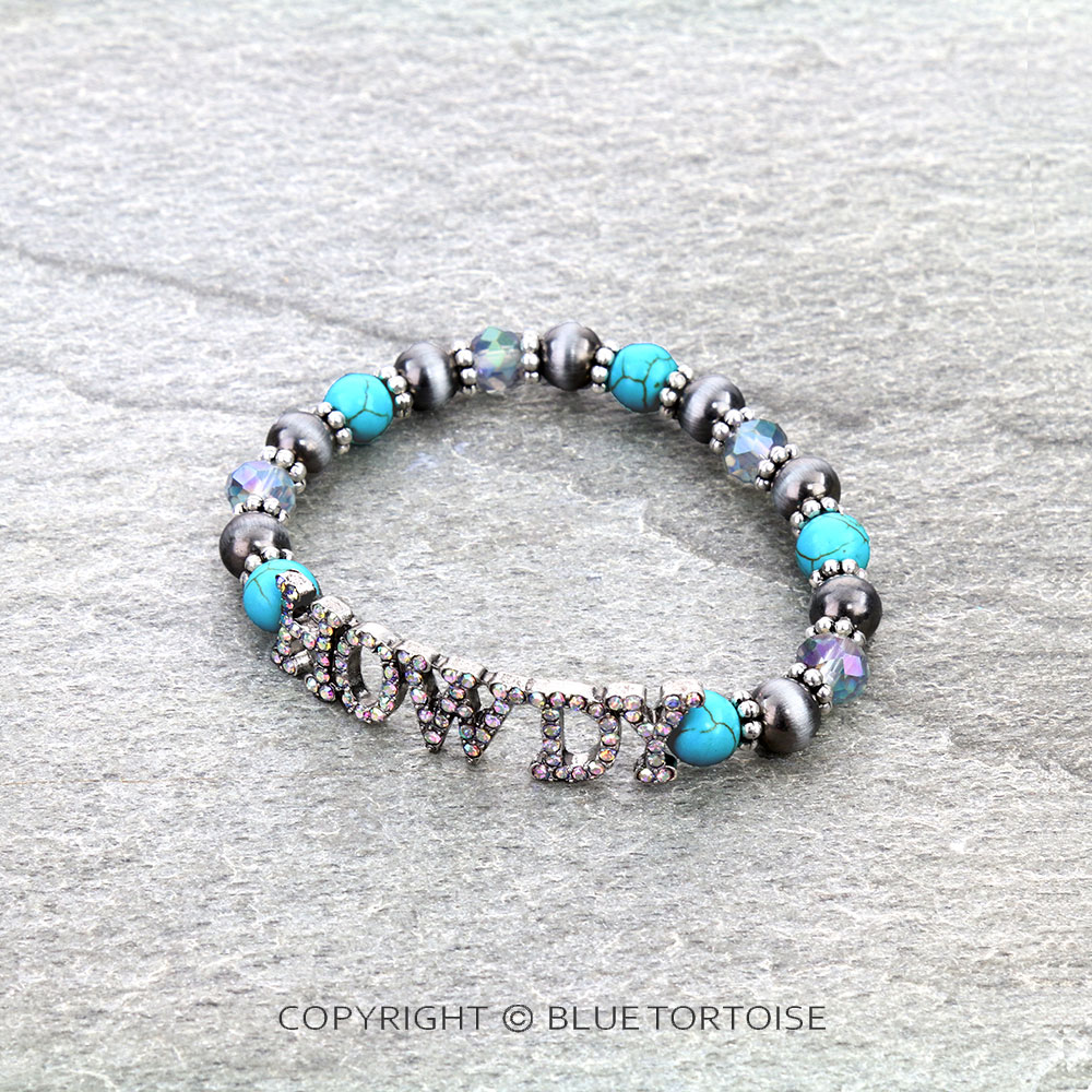 Western "HOWDY" Multi Bead Stretch Bracelet