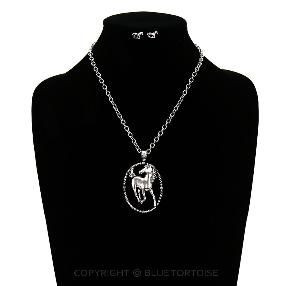 Western Horse Pendant Necklace Set - Image 2
