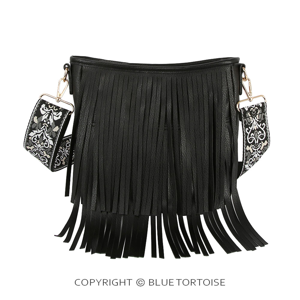 Western Faux Leather Fringe Crossbody Bag