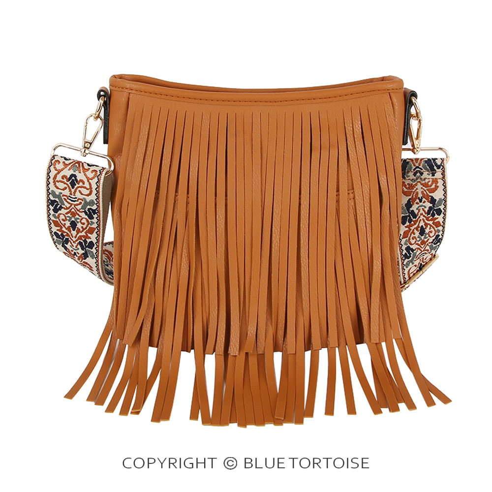 Western Faux Leather Fringe Crossbody Bag
