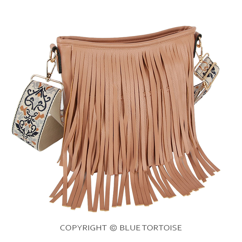 Western Faux Leather Fringe Crossbody Bag