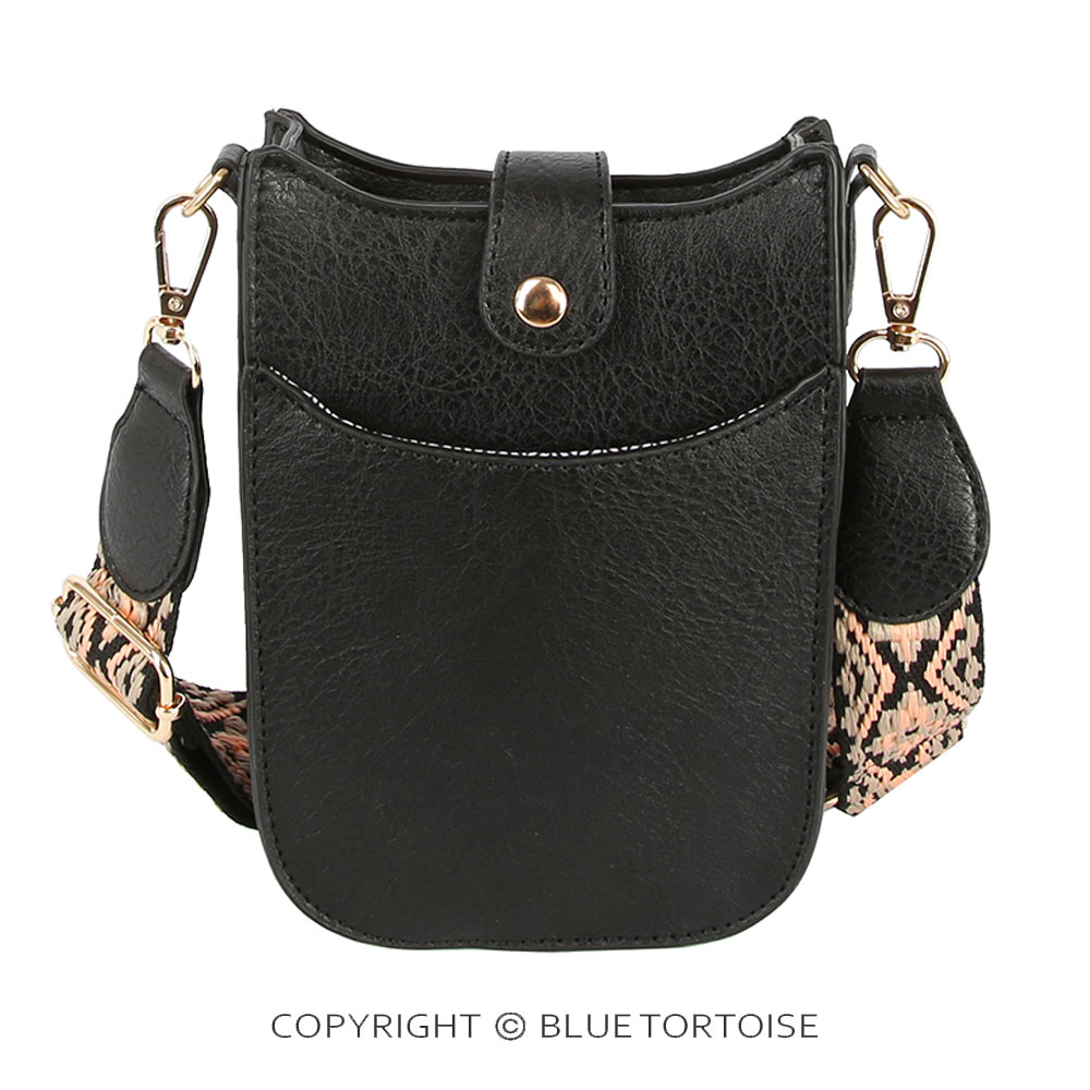 Aztec Strap Faux Leather Cellphone Crossbody Bag