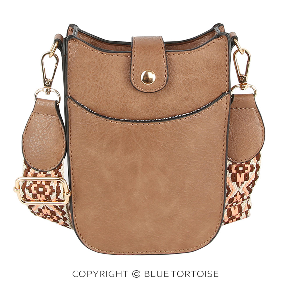 Aztec Strap Faux Leather Cellphone Crossbody Bag
