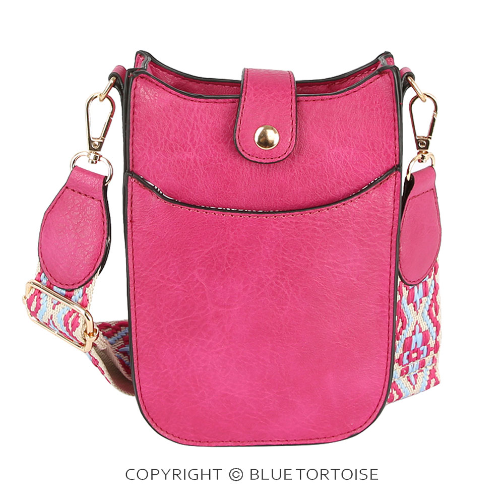 Aztec Strap Faux Leather Cellphone Crossbody Bag
