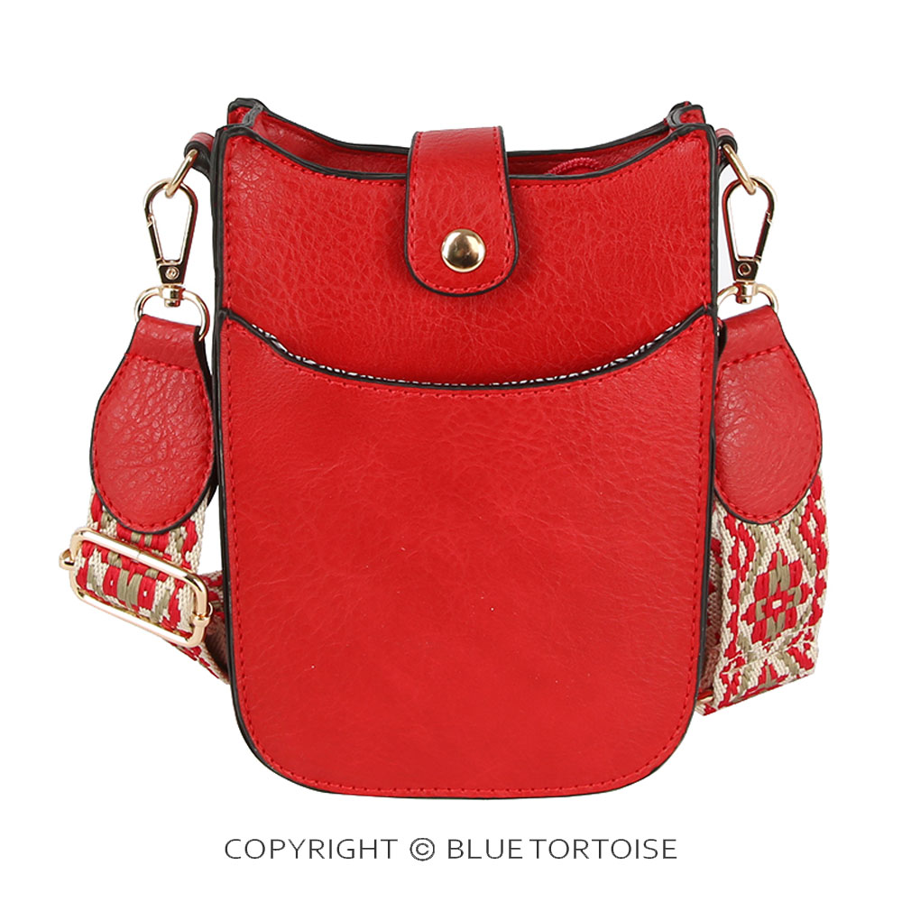 Aztec Strap Faux Leather Cellphone Crossbody Bag
