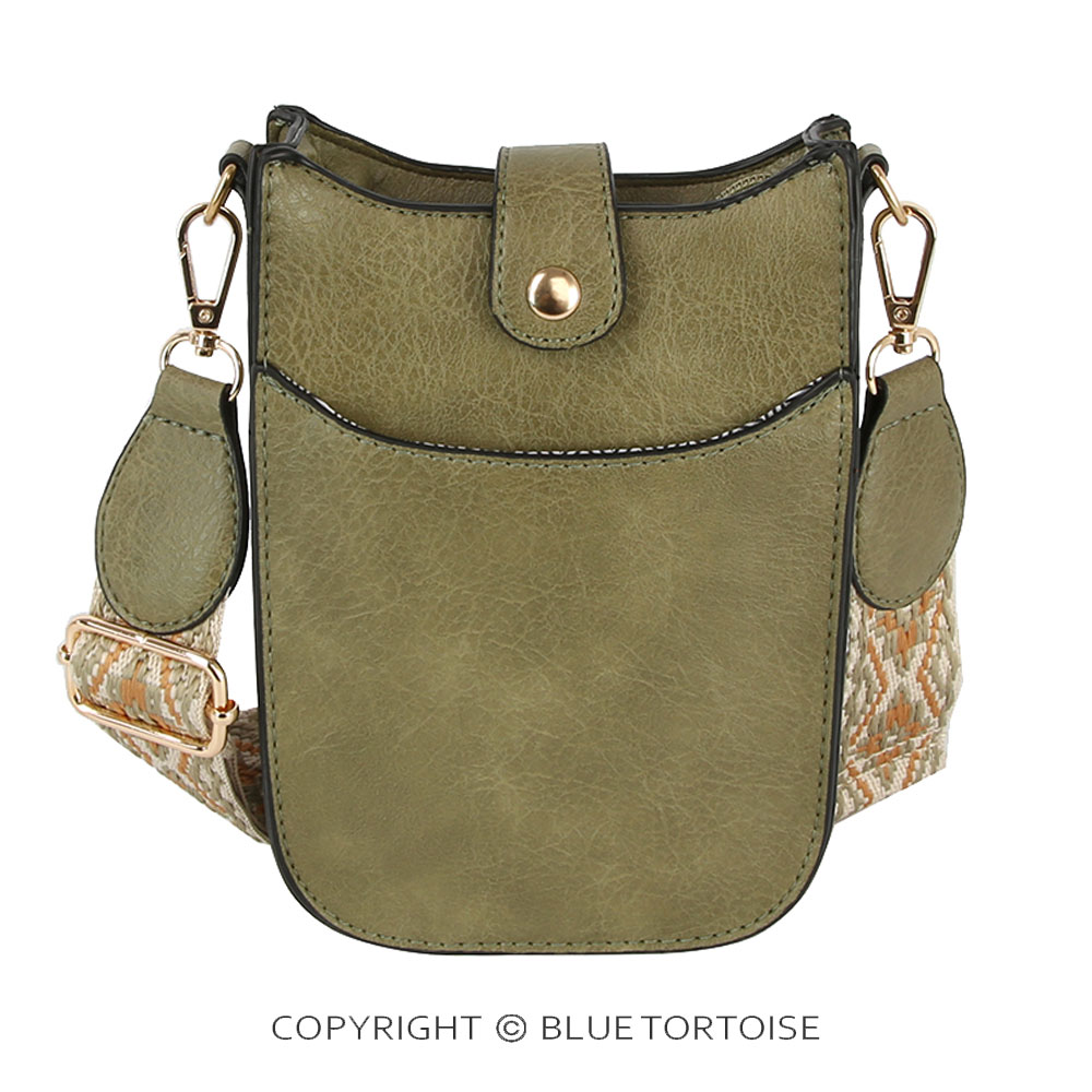 Aztec Strap Faux Leather Cellphone Crossbody Bag