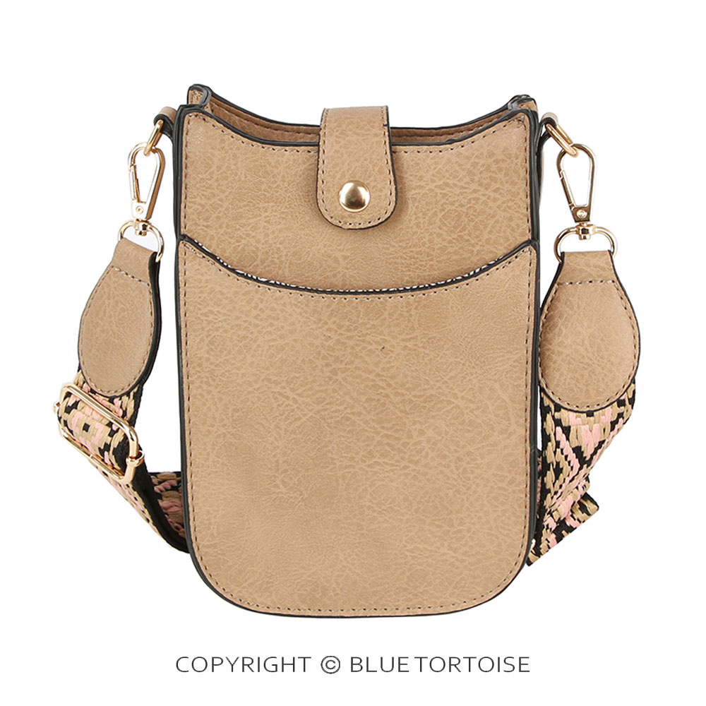 Aztec Strap Faux Leather Cellphone Crossbody Bag