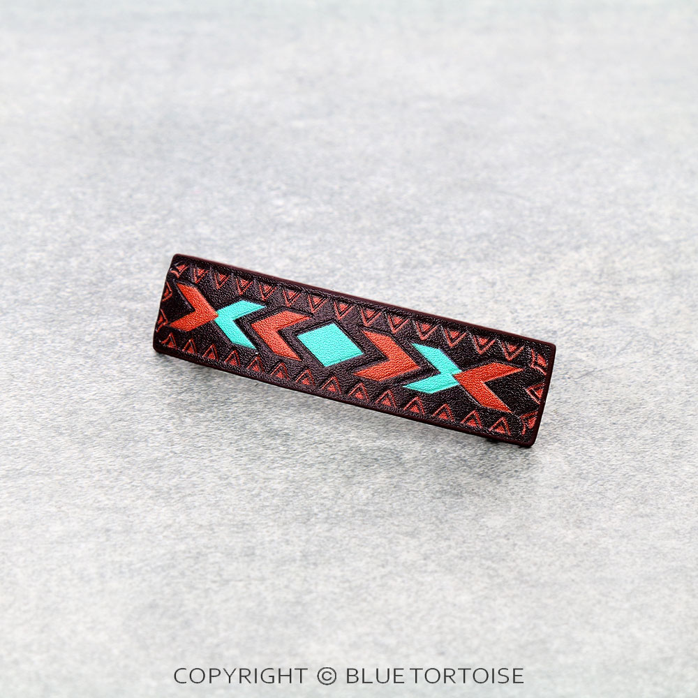 Aztec Design Genuine Leather Hair Clip