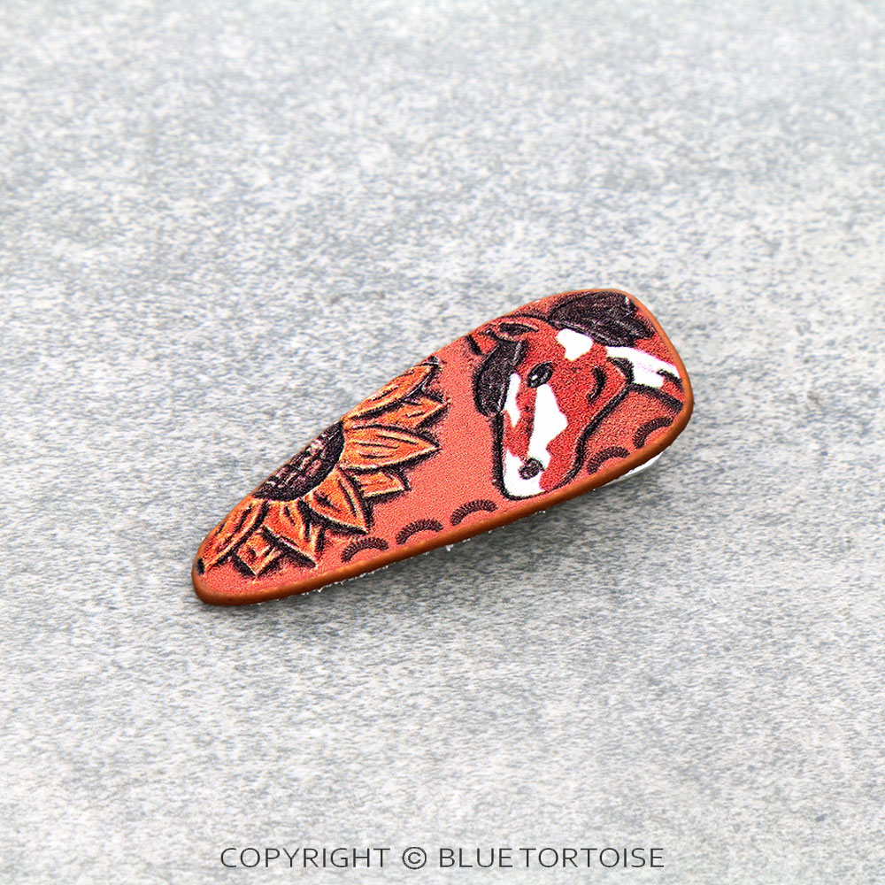 Horse Genuine Leather Hair Clip