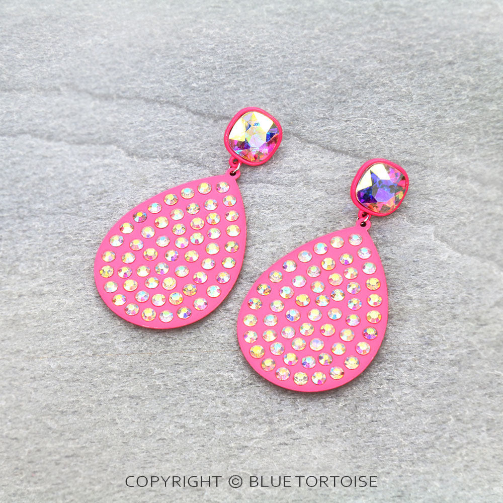 Stone Pave Teardrop Stud Earrings