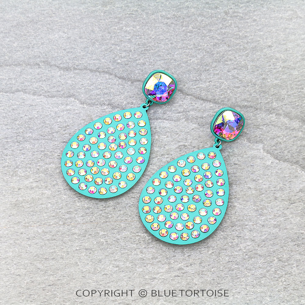 Stone Pave Teardrop Stud Earrings