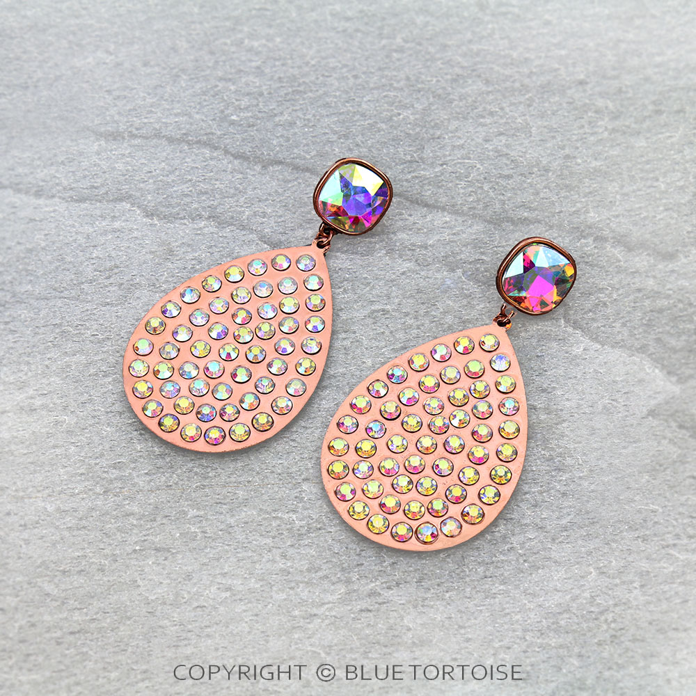 Stone Pave Teardrop Stud Earrings