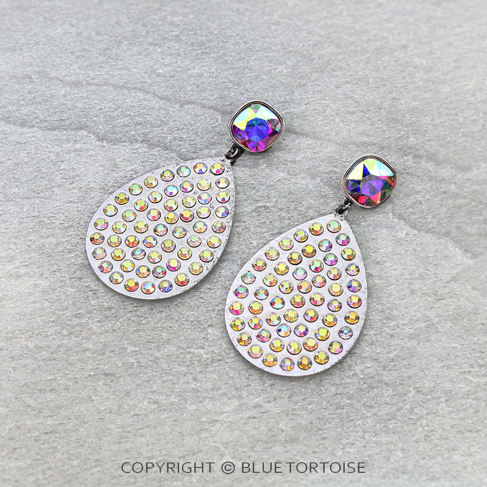 Stone Pave Teardrop Stud Earrings