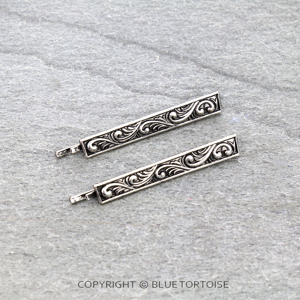 2Pcs Western Floral Casting Bar Hair Clip Set - Image 2
