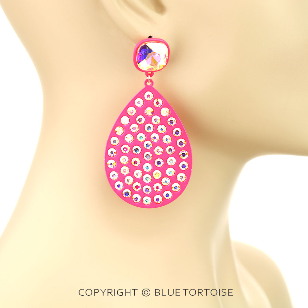 Stone Pave Teardrop Stud Earrings - Image 2