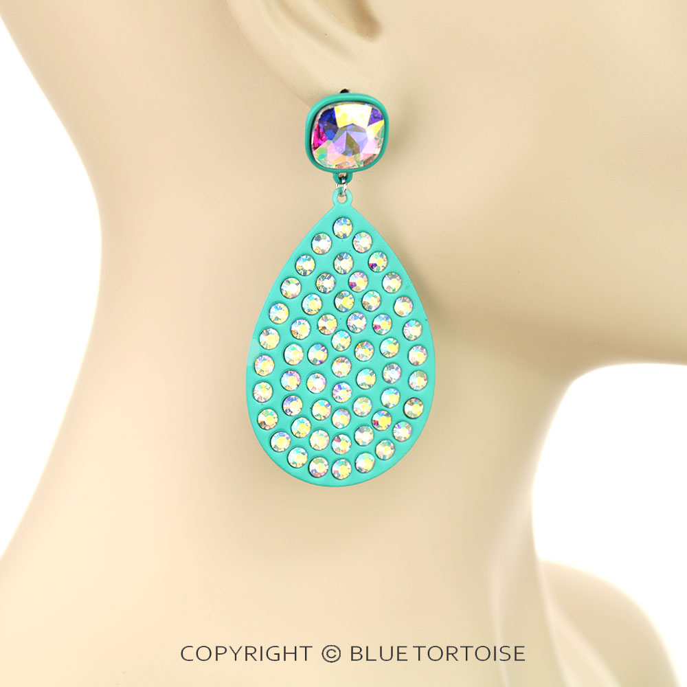 Stone Pave Teardrop Stud Earrings - Image 2
