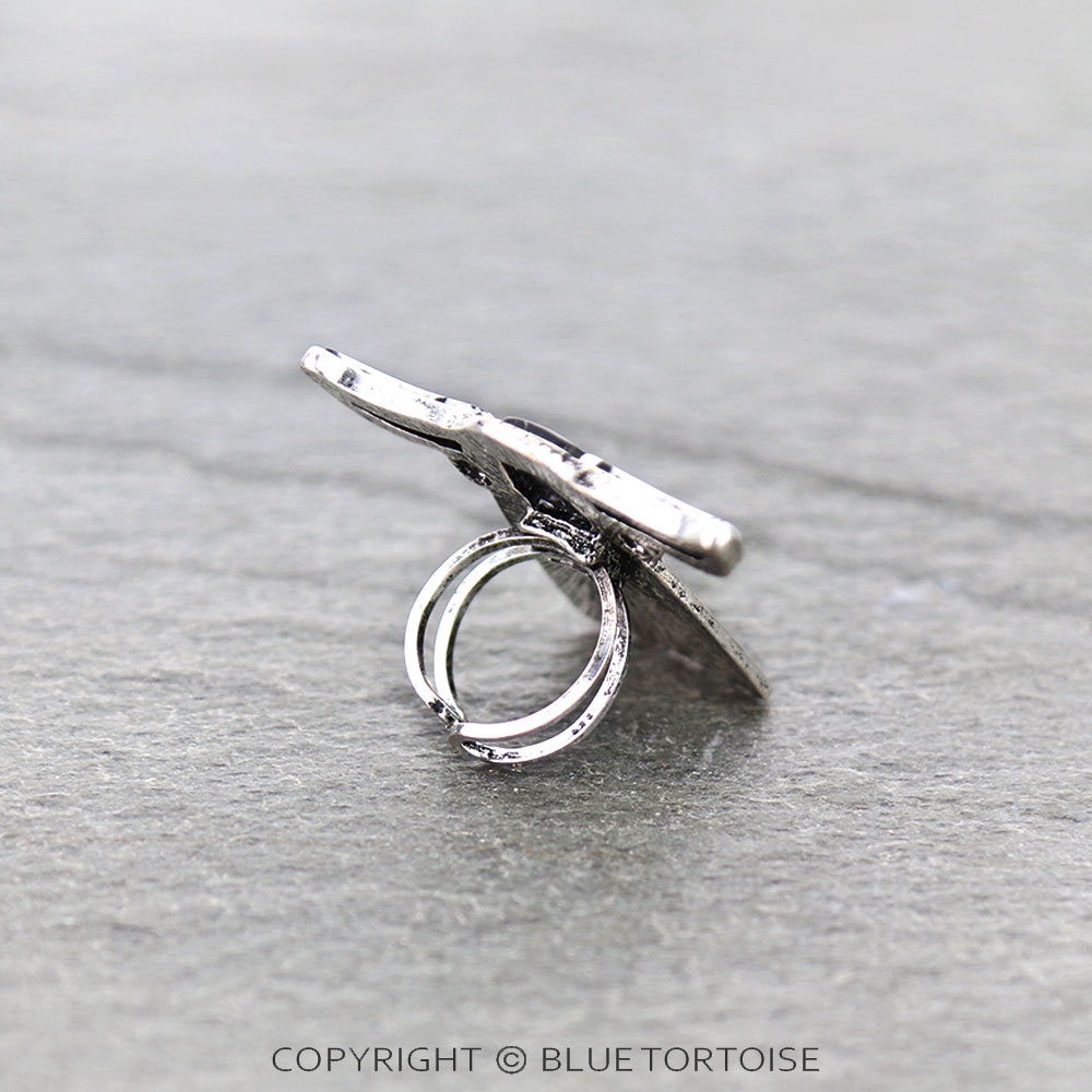 Western Steer Cow Head Stone Cuff Ring - Image 2