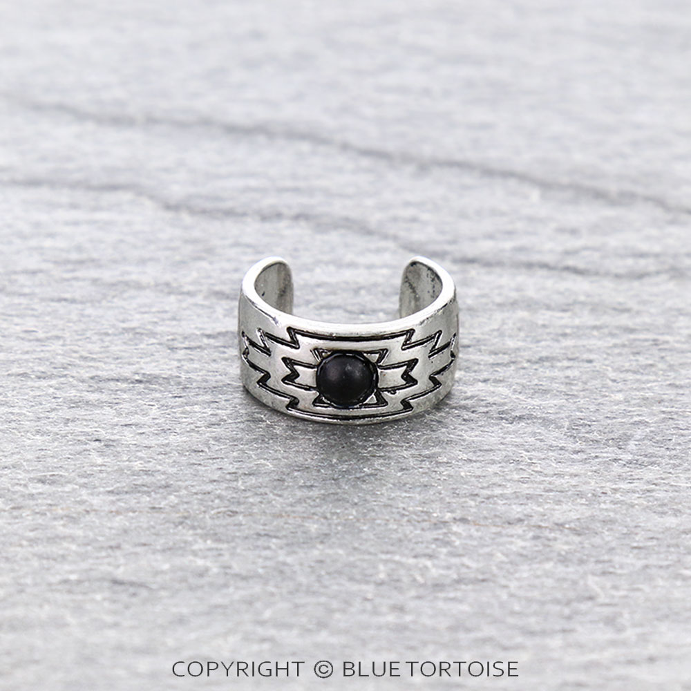 Western Aztec Texture Cuff Ring