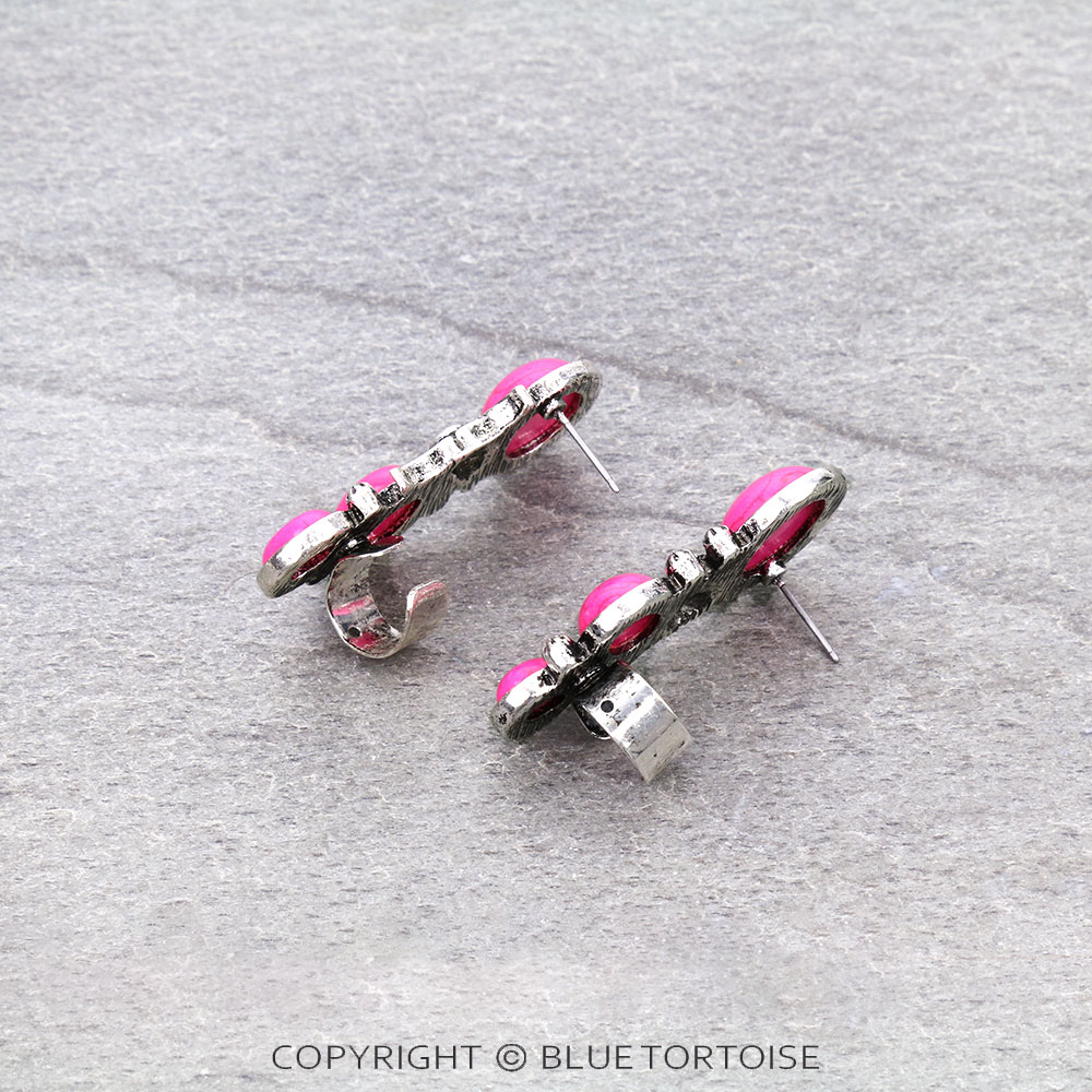 Western Steer Skull Stone Cuff Earrings - Image 3