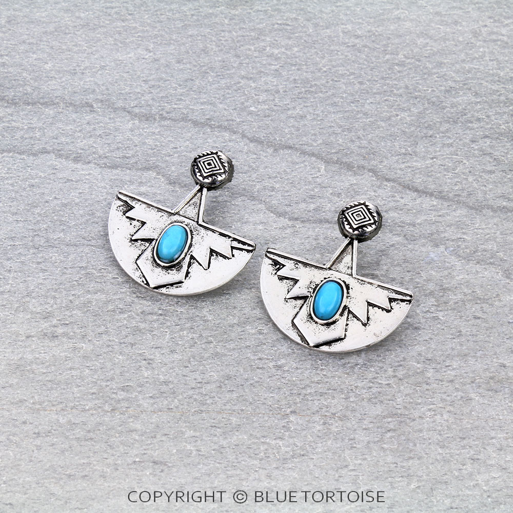 Western Aztec Design Thunderbird Stud Earrings