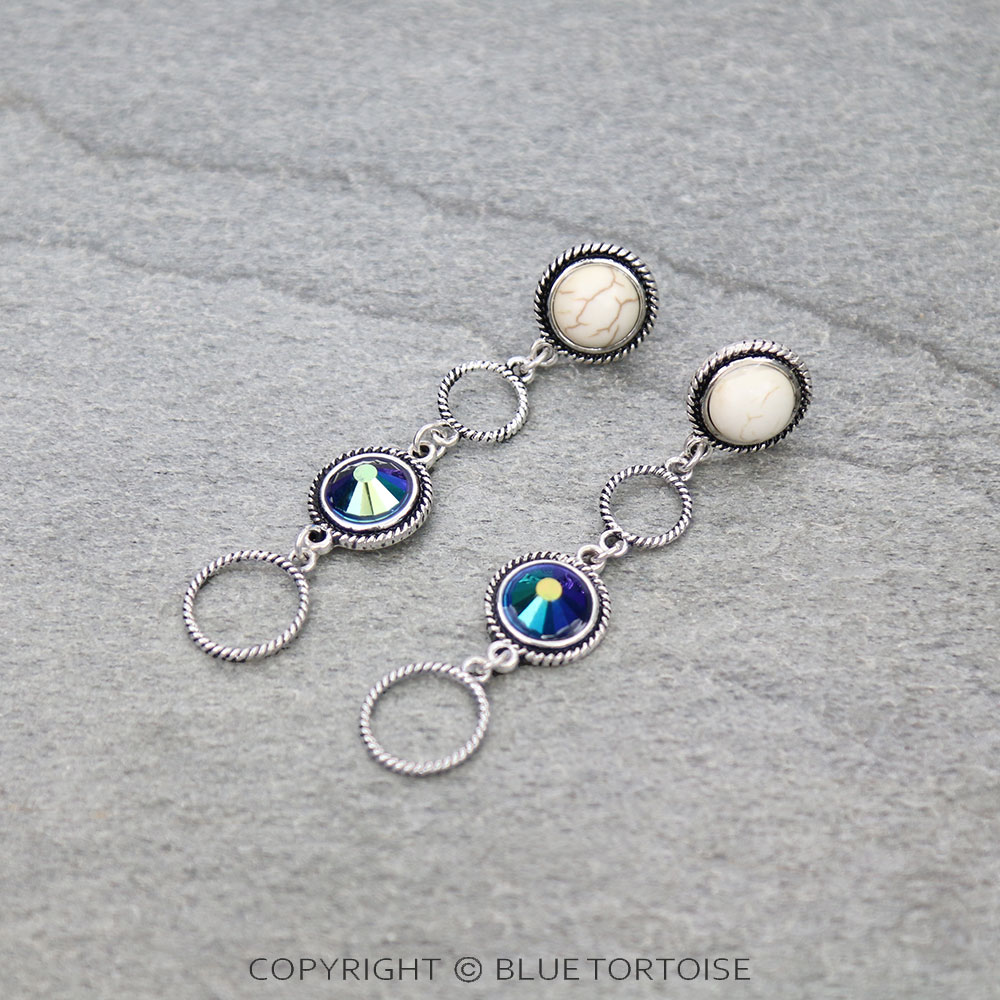 Western Stone Drop Stud Earrings
