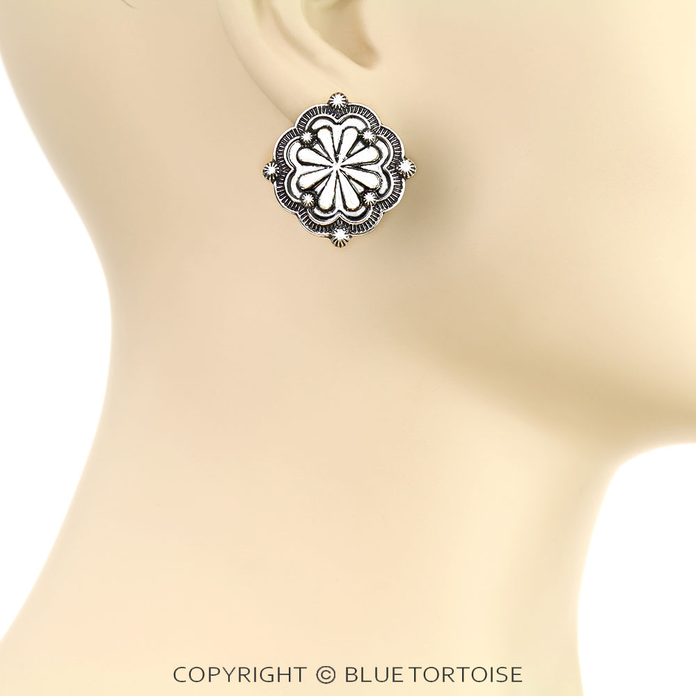 Western Concho Stud Earrings - Image 2