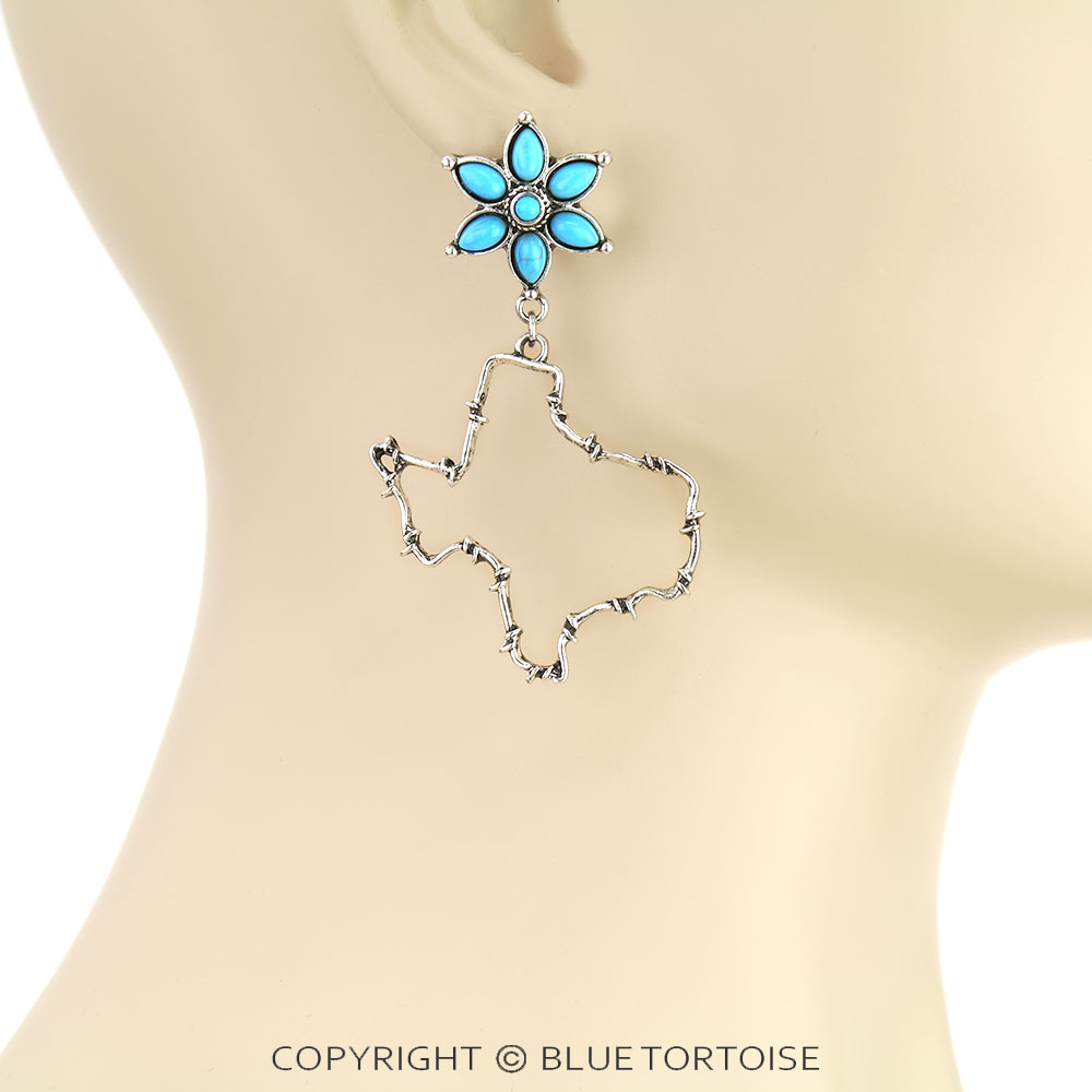 Western Barbed Wire TX Map Stud Earrings - Image 2