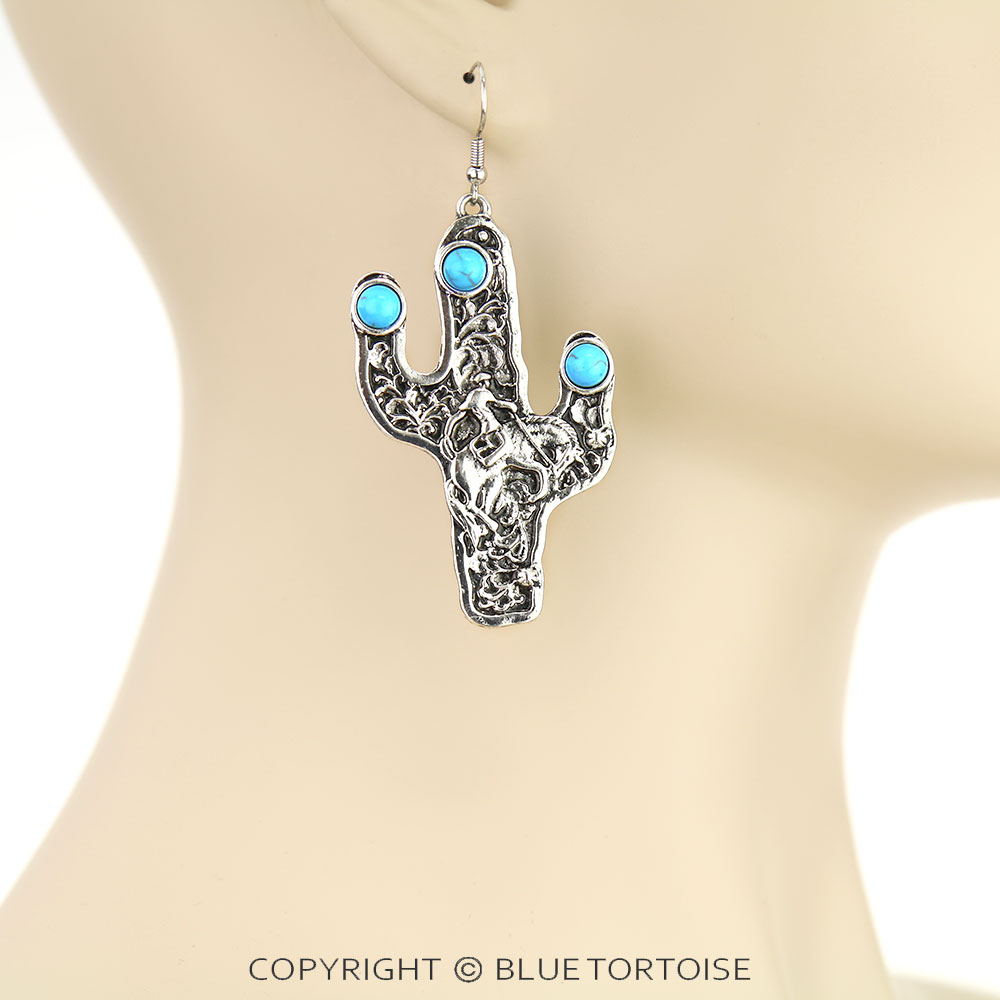 Western Cactus Filigree Dangle Earrings - Image 2
