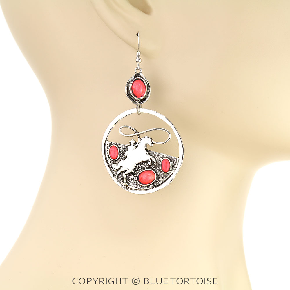 Western Cowgirl Theme Cutout Dangle Earrings - Image 2