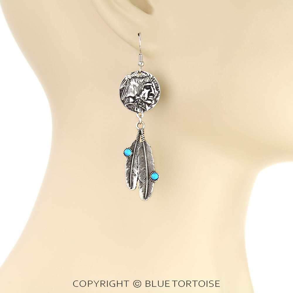 Western Native American Theme Dangle Earrings - Image 2