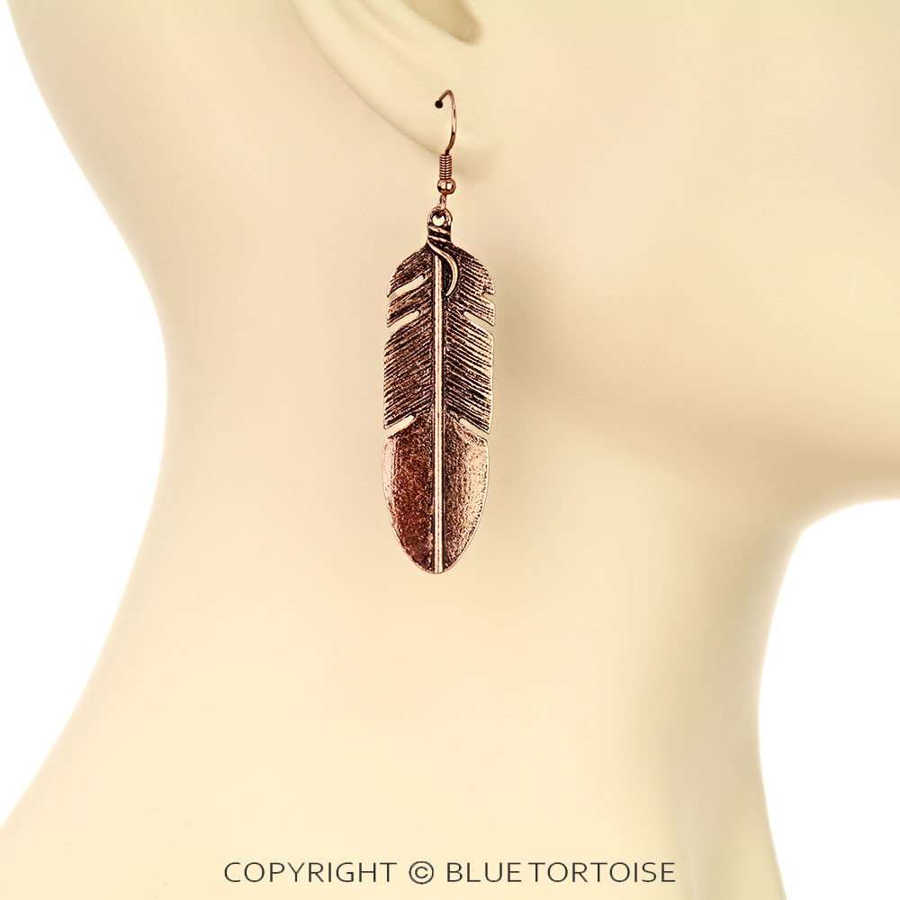 Western Feather Dangle Earrings - Image 2