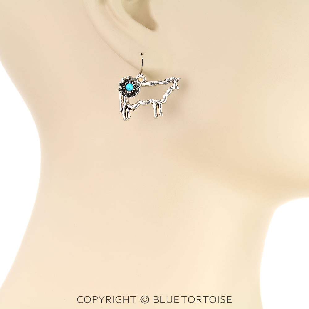 Western Cut Out Cow Dangle Earrings - Image 2