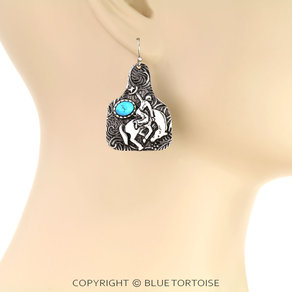 Western Rodeo Ear Tag Dangle Earrings - Image 2