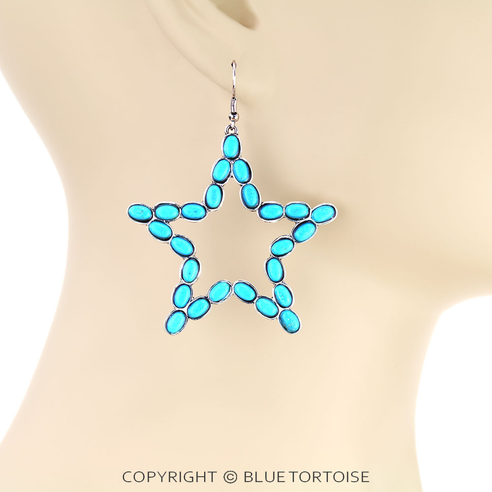 Star Shape Stone Dangle Earrings - Image 2