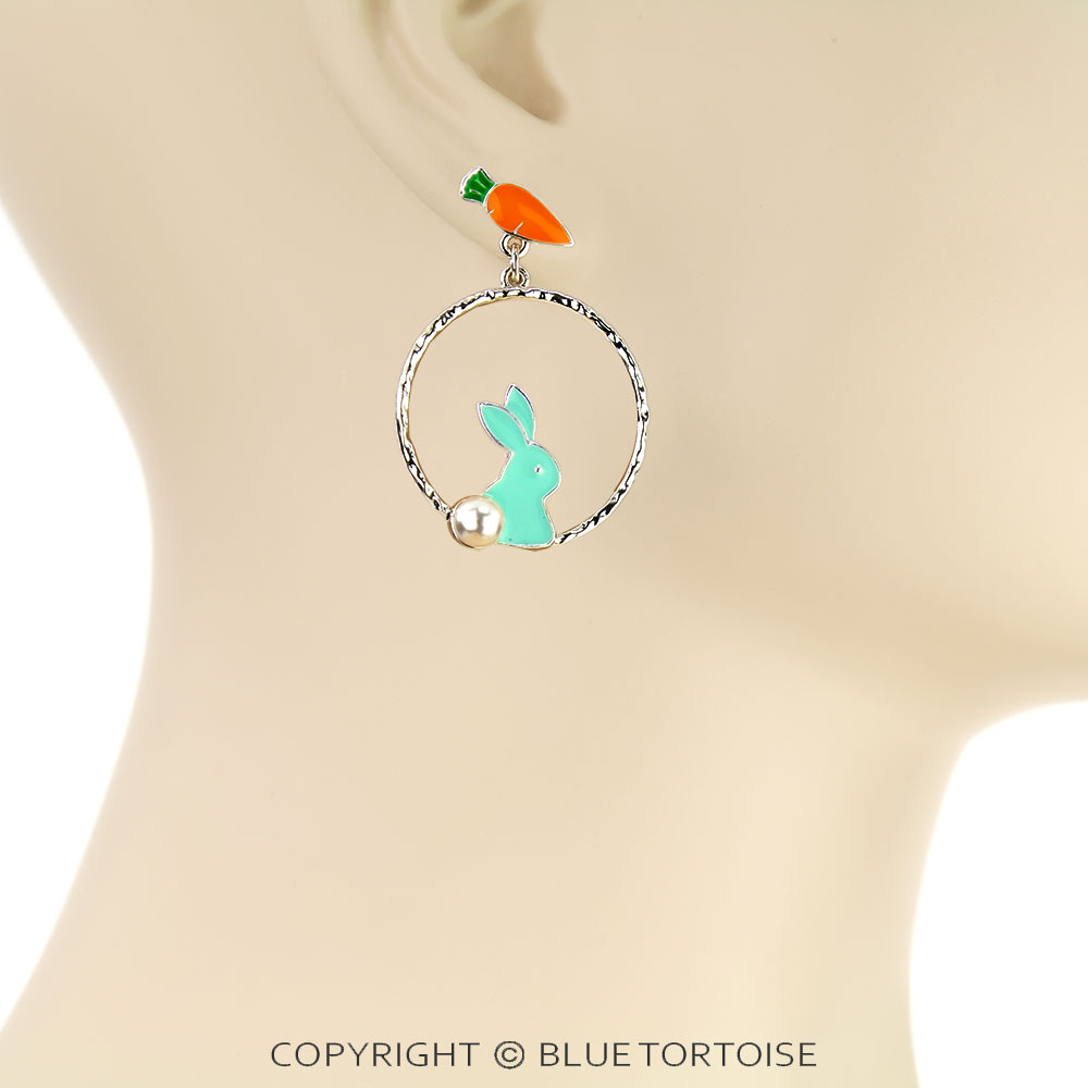 Easter Bunny with Carrot Hoop Stud Earrings - Image 2