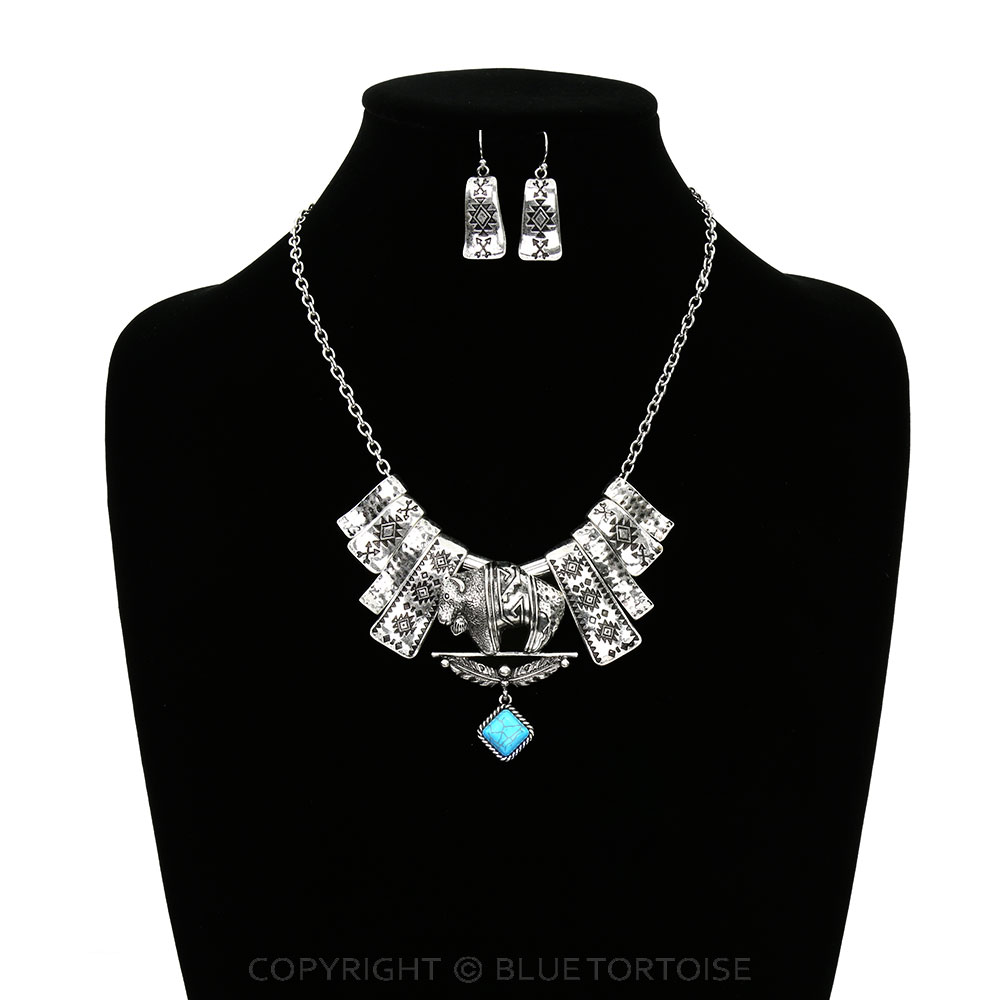 Western Buffalo Statement Necklace Set - Image 2