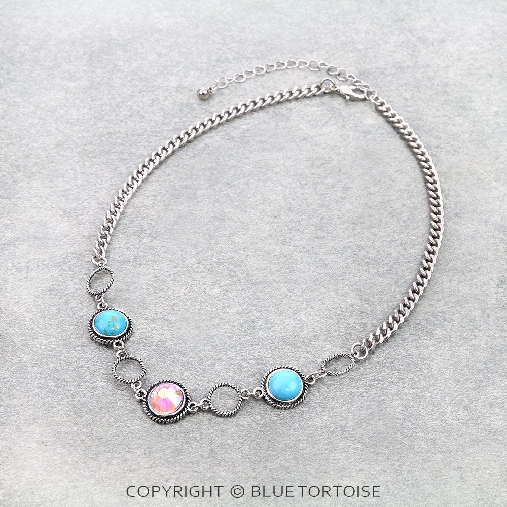 Western Style Stone Chain Necklace