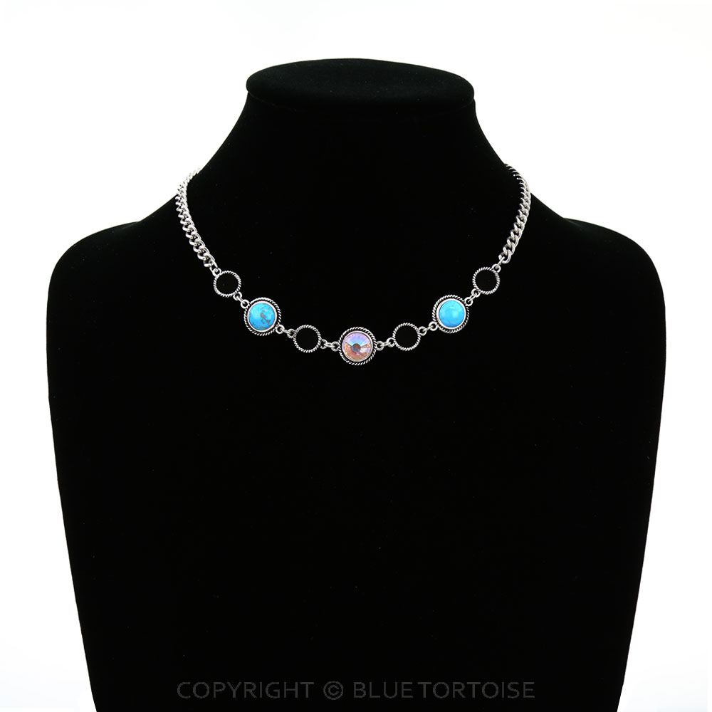 Western Style Stone Chain Necklace - Image 2