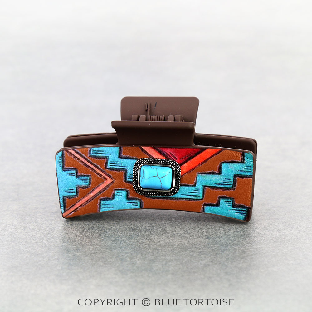 Western Style Rectangle Stone Hair Claw Clip - Image 2