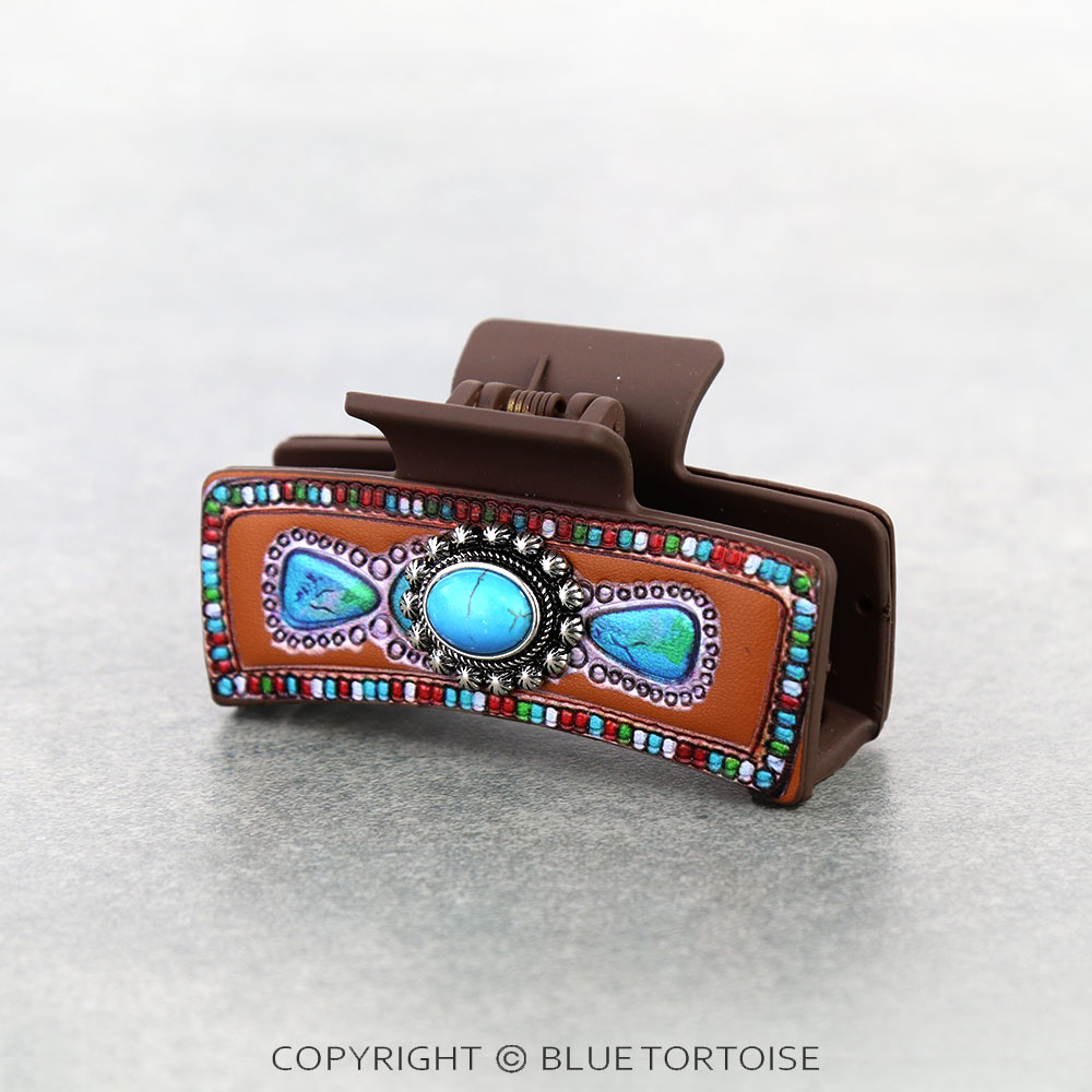 Western Style Oval Stone Hair Claw Clip