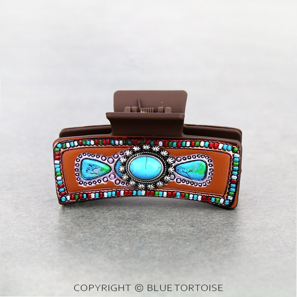 Western Style Oval Stone Hair Claw Clip - Image 2