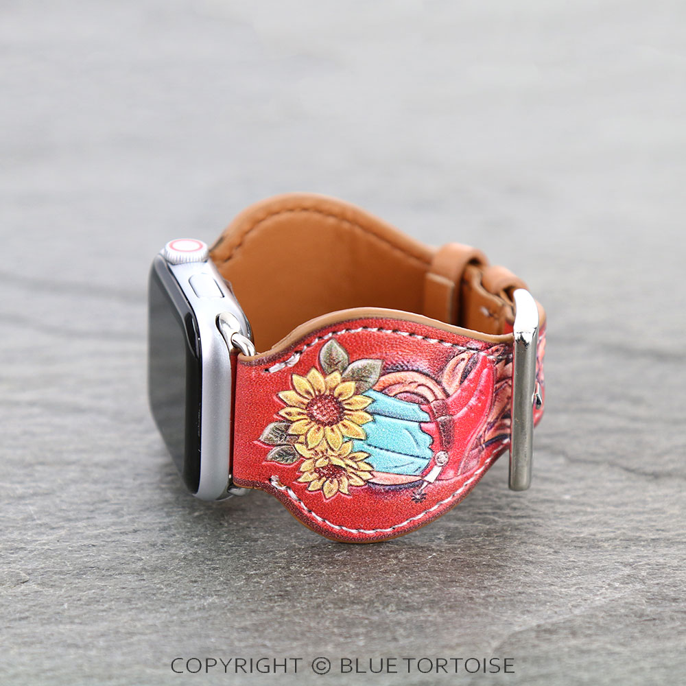 Western Sunflower Boots Print Leather Apple Watch Band - Image 2
