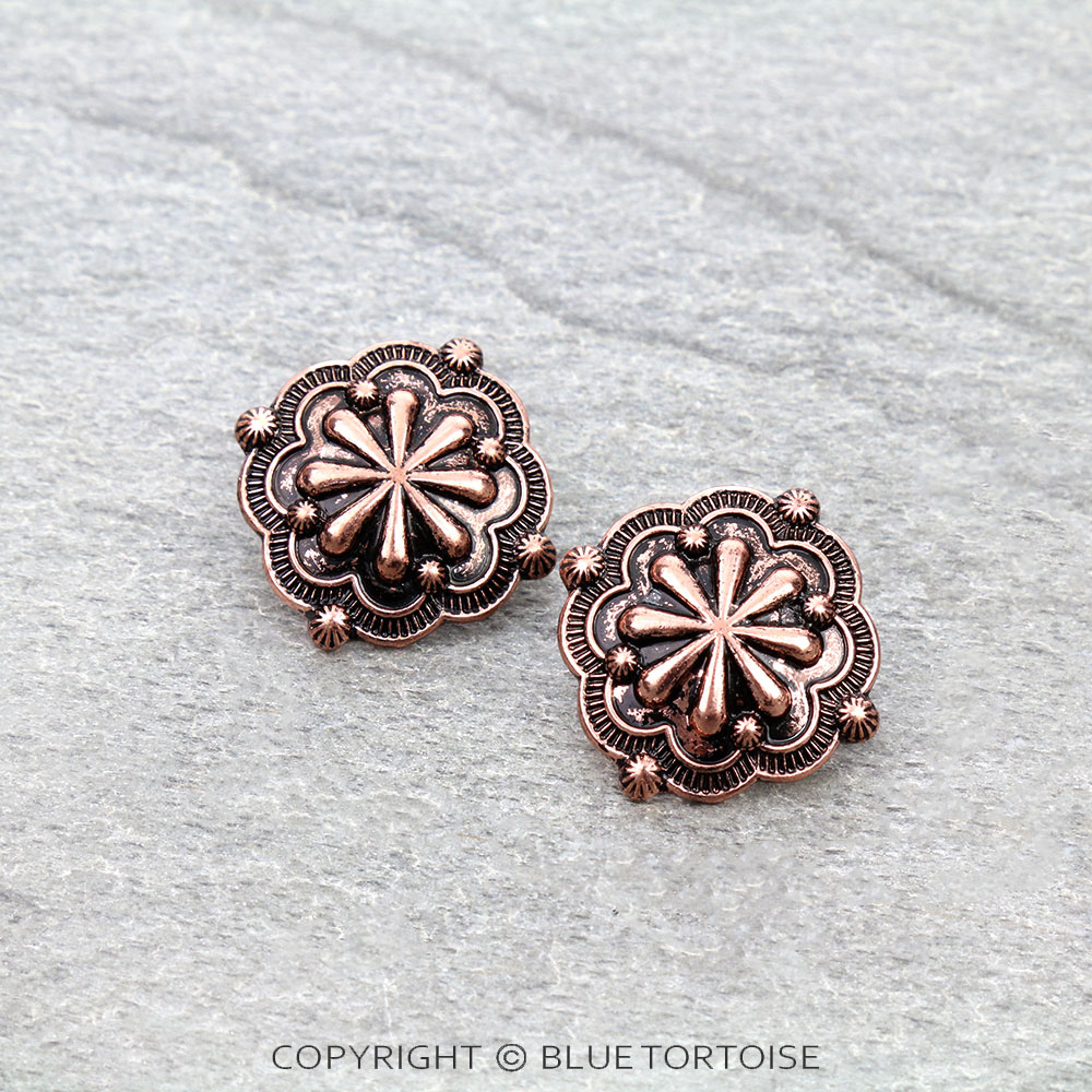 Western Concho Stud Earrings