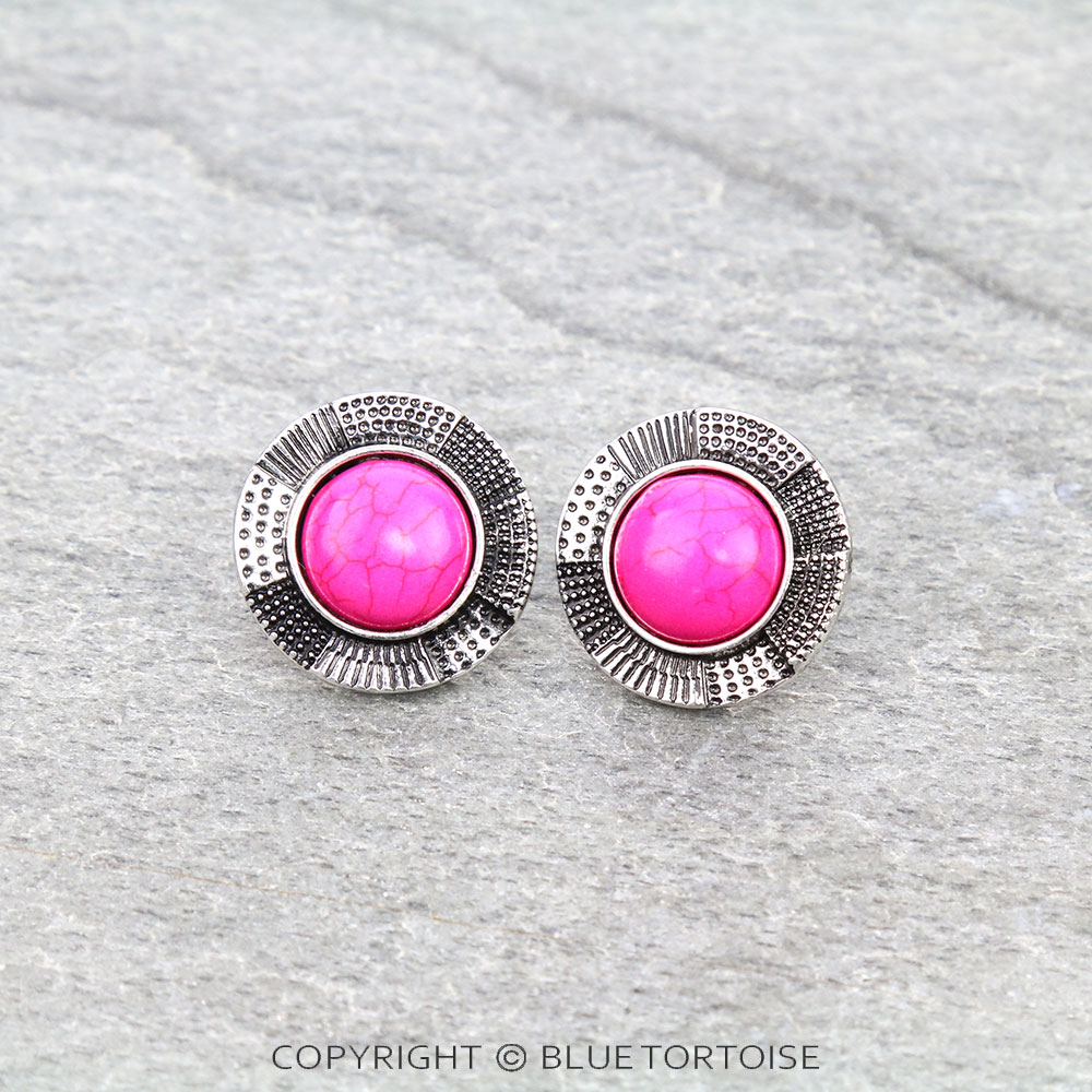 Western Texture Stone Stud Earrings