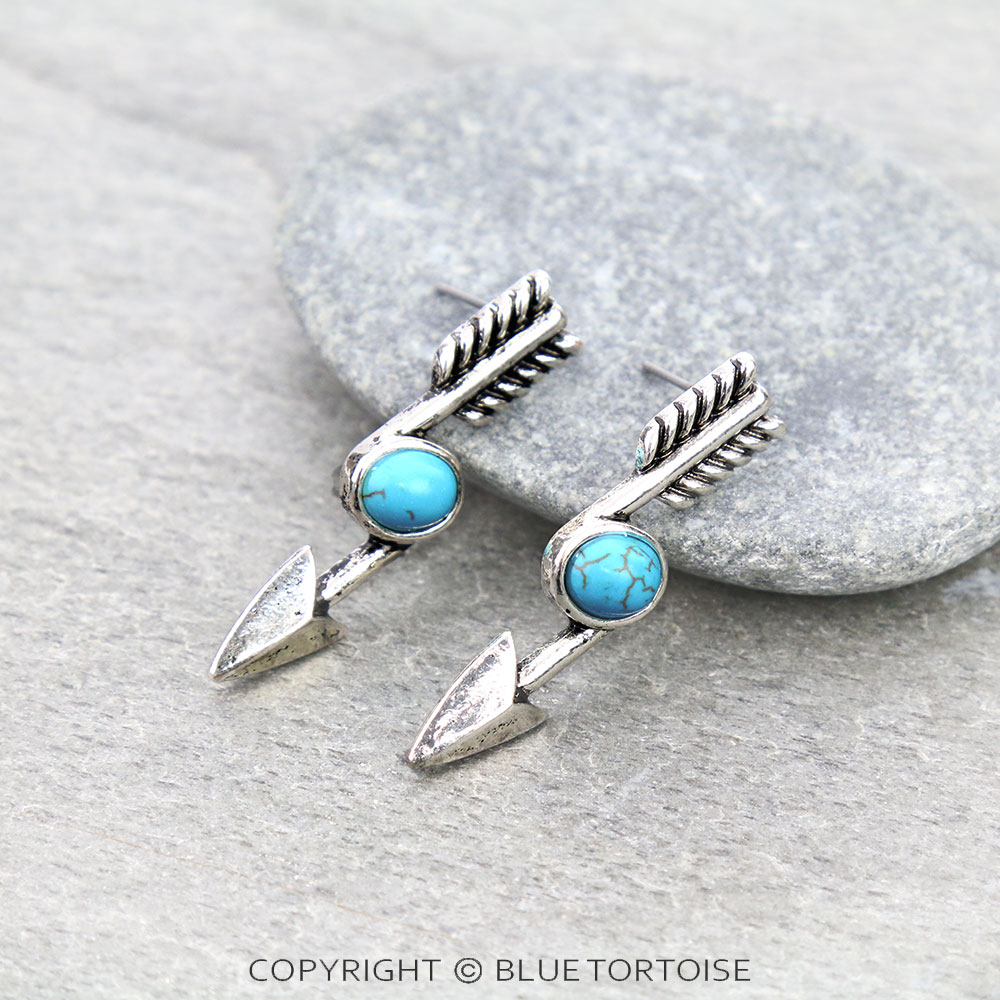 Western Arrow Stone Stud Earrings