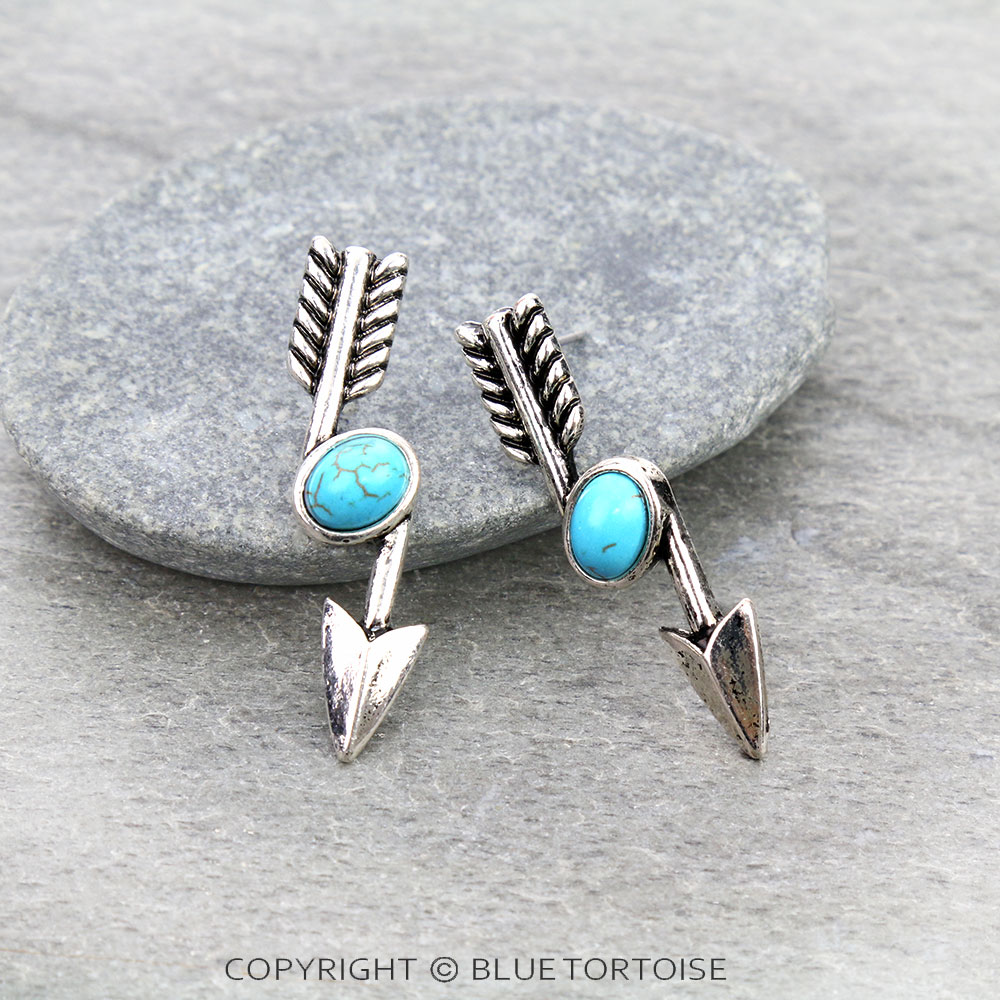 Western Arrow Stone Stud Earrings - Image 3