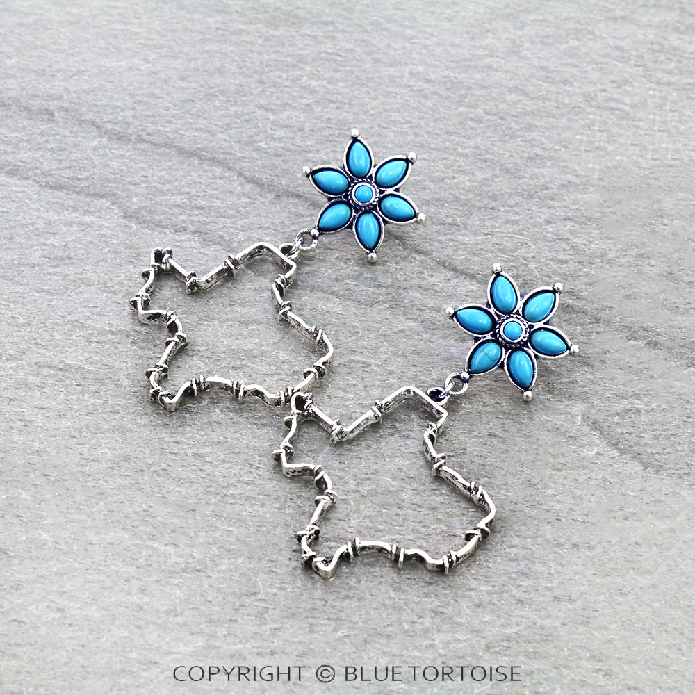 Western Barbed Wire TX Map Stud Earrings