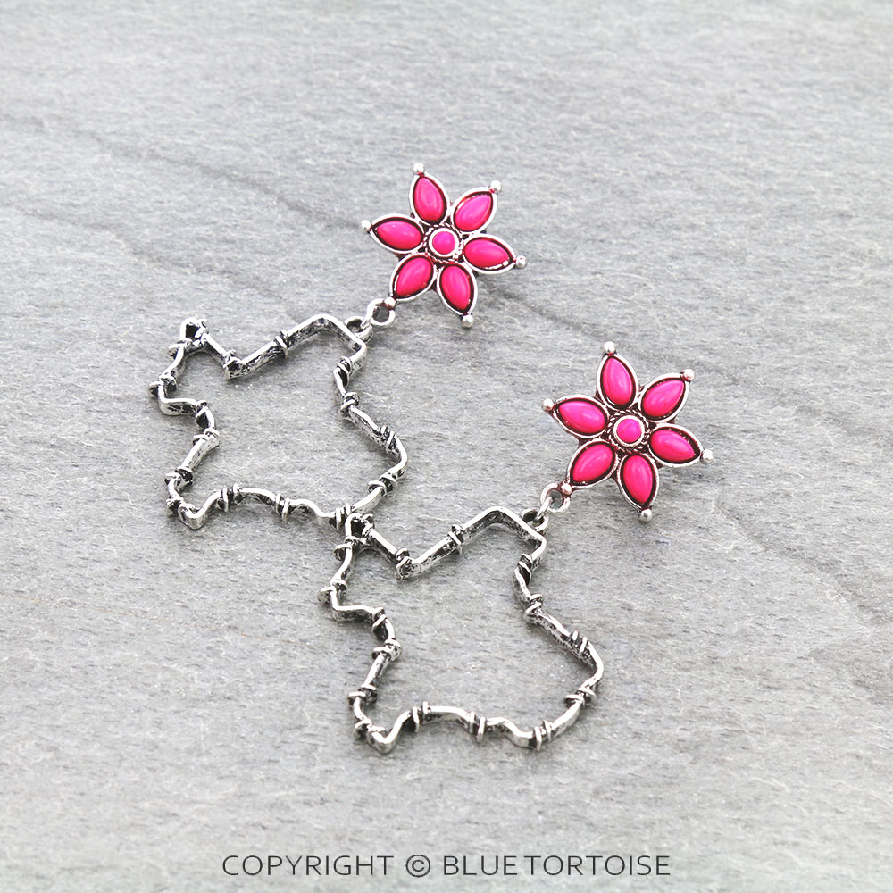 Western Barbed Wire TX Map Stud Earrings